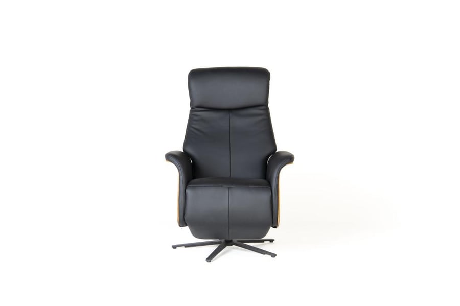 Poseidon Leather Metal Base Recliner With Foot Rest, Black