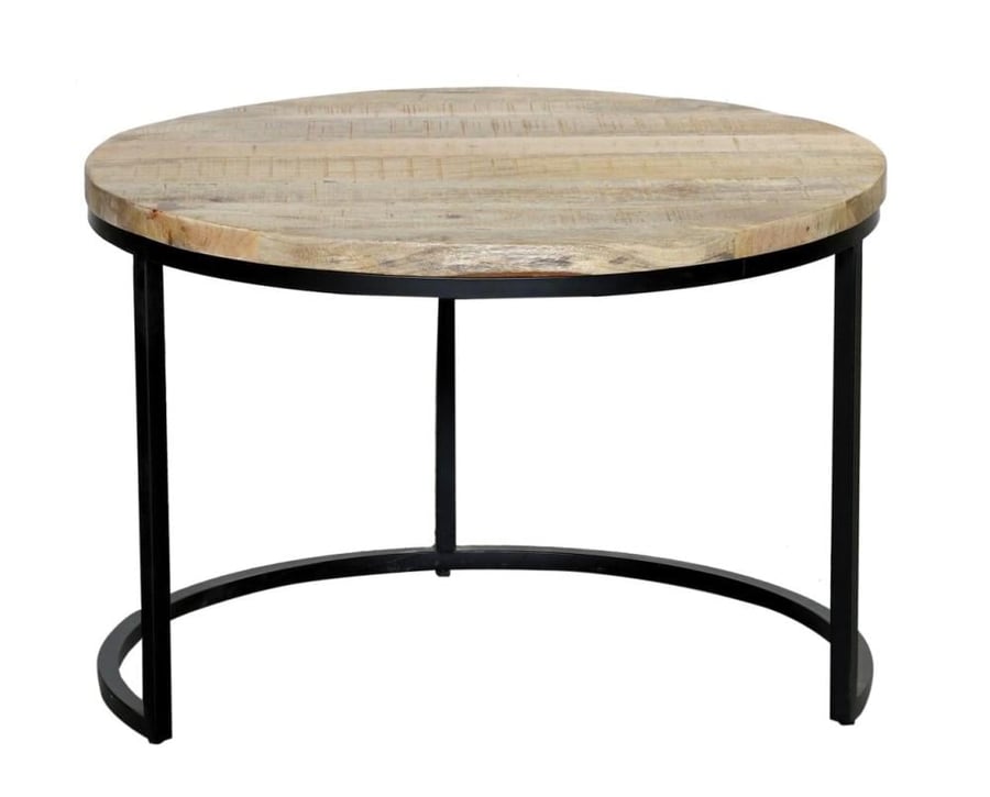 WOODEN IR ROUND COFFEE TABLE SET OF 3