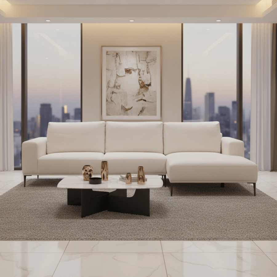 City Wide 3-Seater Sofa + Left Chaise Lounge , Light Beige