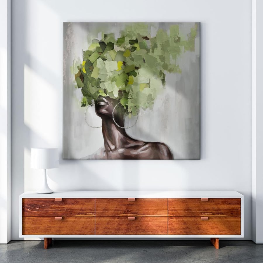 GREEN WOODEN HAIR COLORFUL ART