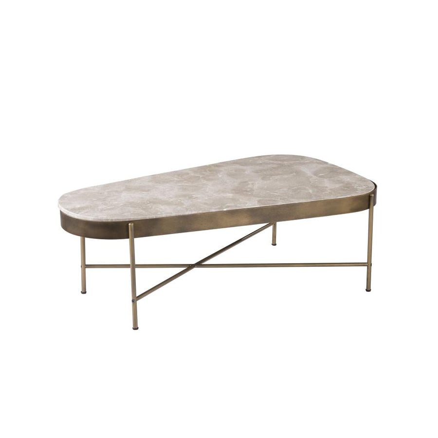 Pasco Sintered Stone & Metal Oval Coffee Table, Beige