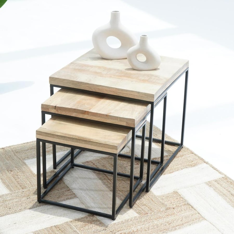 MANGO SQUARE COFFEE TABLE SET OF 3