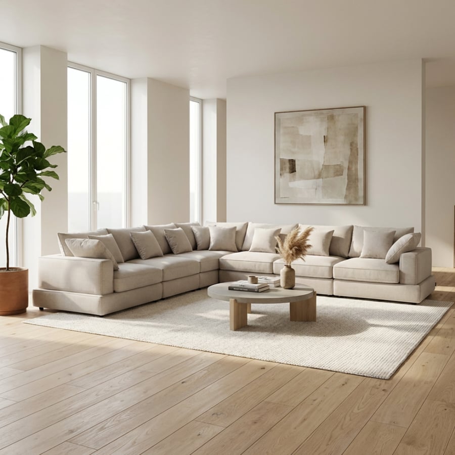 Urban Seven Seater Corner Sofa Beige