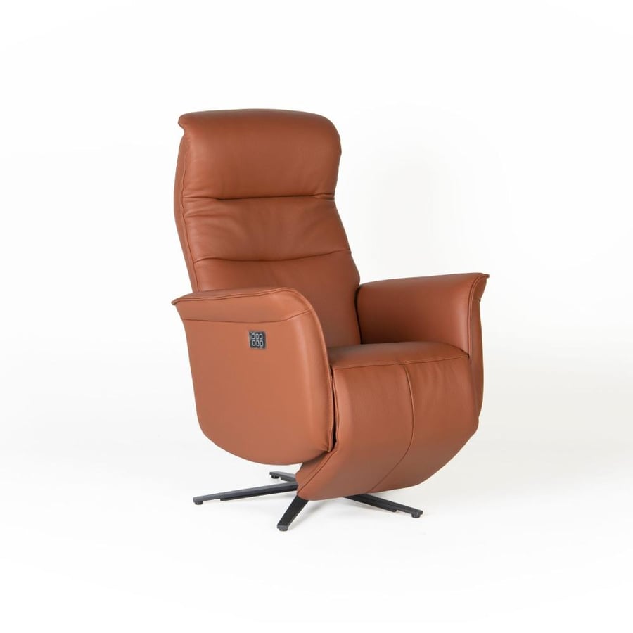 Saturn Luxury Leather Recliner with Stylish Black Metal Feet