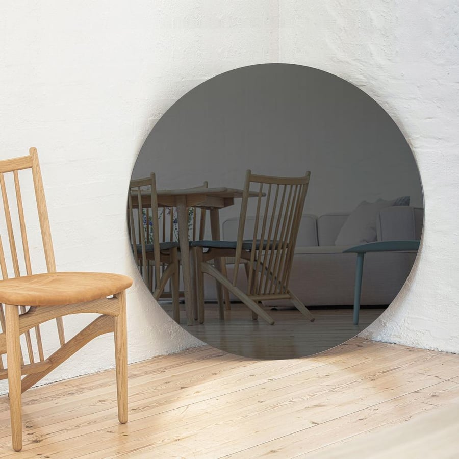 Warm Grey Round Mirror