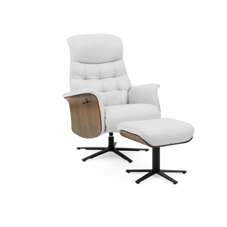 James Recliner Leather Chair And Footstool, Grey