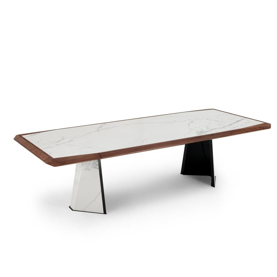 Liangyan Slate Rectangular Dining Table, White