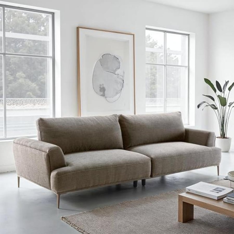 HERO: Luxurious 3-Seater Light Brown Sofa Titanium Legs