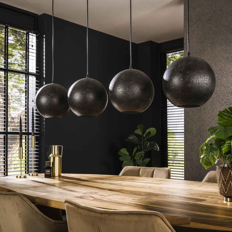 Zip Four Units Metal Hanging Lamps, Black