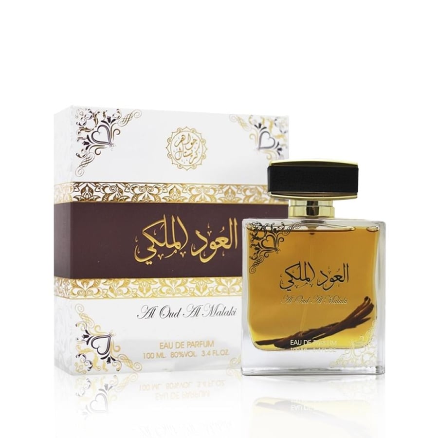 Perfume Latifat Al Oud Al Malaki or Do Parfum for men and women, luxurious oud composition with woods and musk, exceptional longevity 100 ml.