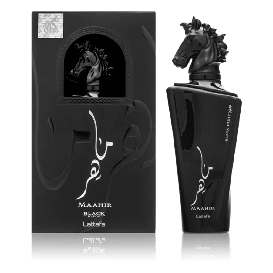Latafa Maher Black Edition or Do Eau De Parfum for men and women, a woody smoky tobacco scent, mysterious and bold, exceptional longevity and projection, 100 ml.