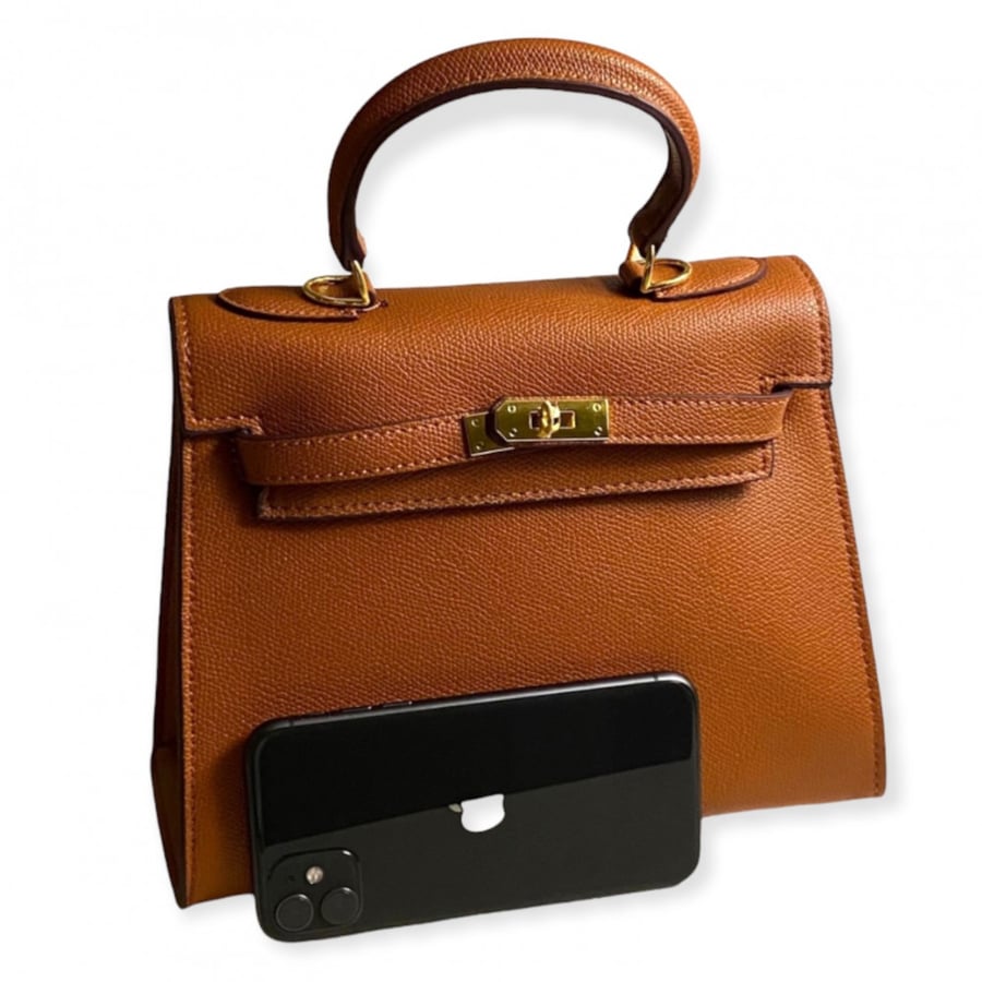 Large handbag | “pumpkin brown” hardware gold