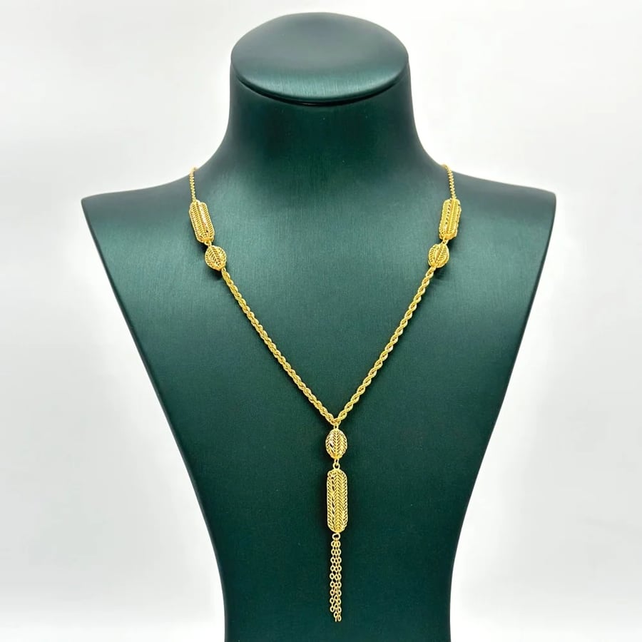 عقد ذهب أصفر عيار 21 من مجوهرات الشلوي - 21k yellow gold necklace from