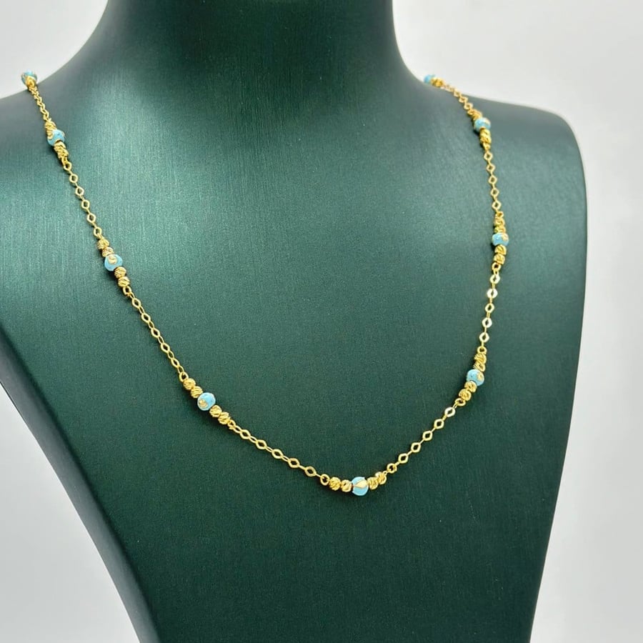 عقد ذهب أصفر عيار 21 من مجوهرات الشلوي - 21k yellow gold necklace from