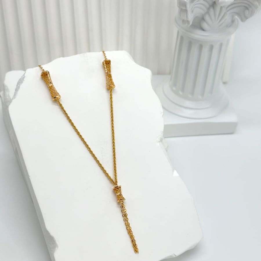 عقد ذهب أصفر عيار 21 من مجوهرات الشلوي - 21k yellow gold necklace from