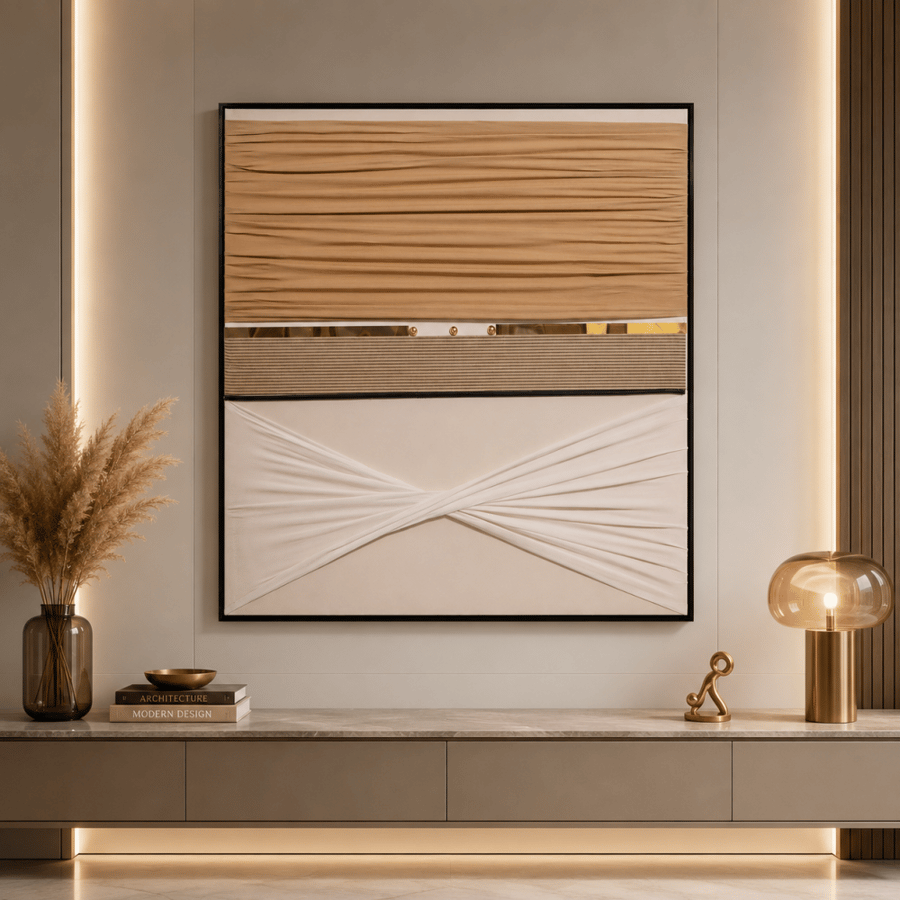 لوحة ديكور مربعة بإطار أسود مقاس 100 × 100 سم