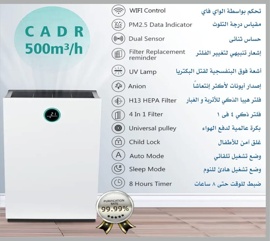 منقي هواء 701 JEC للمساحات الكبيرة تصل الى 500 متر مكعب