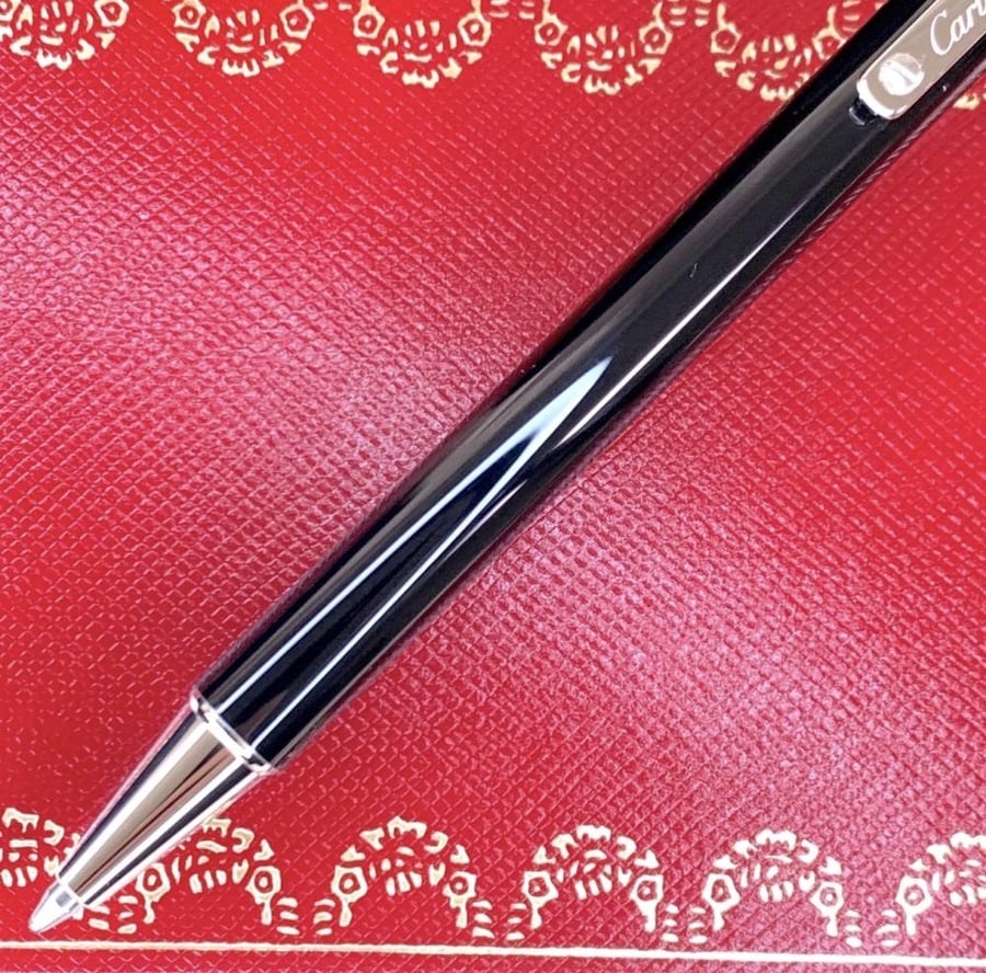 Cartier Santos Black Lacquer | قلم كارتيير سانتوس – بلاتيني – موثق 2001