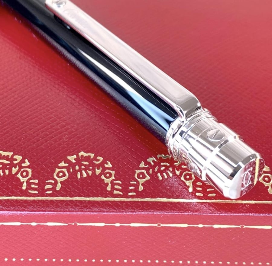 Cartier Santos Black Lacquer | قلم كارتيير سانتوس – بلاتيني – موثق 2001