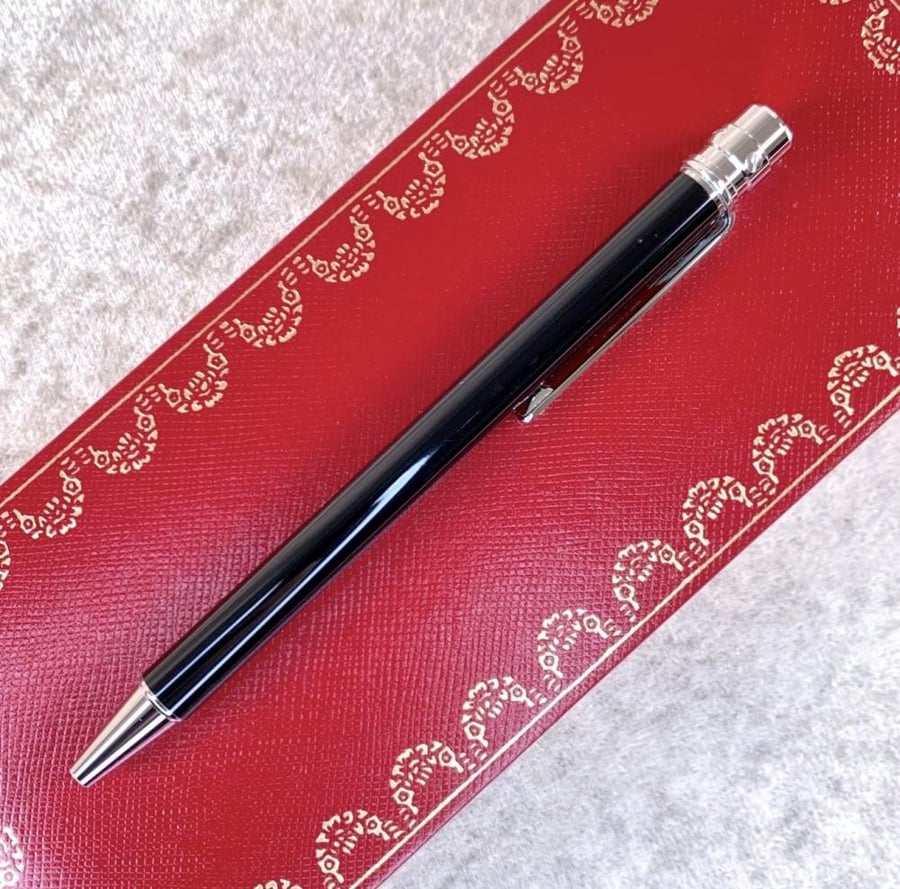 Cartier Santos Black Lacquer | قلم كارتيير سانتوس – بلاتيني – موثق 2001