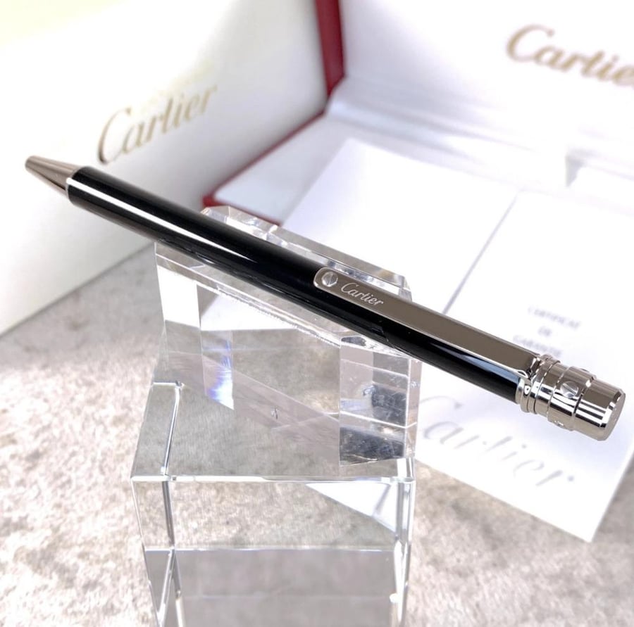 Cartier Santos Black Lacquer | قلم كارتيير سانتوس – بلاتيني – موثق 2001