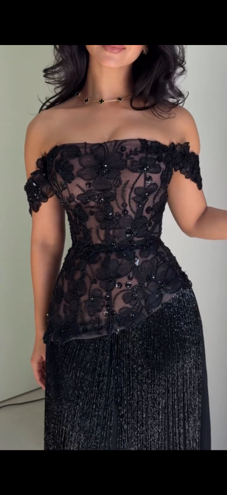فستان سهرة اسود مورد