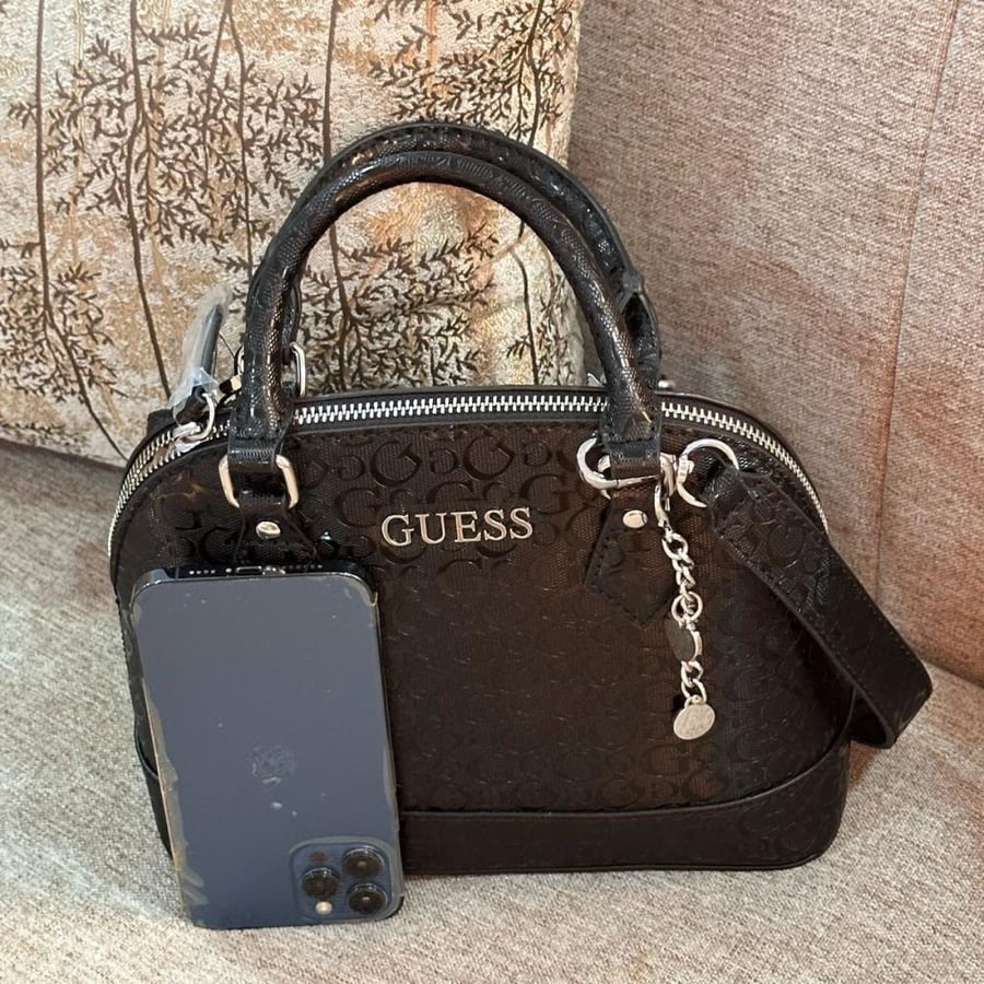 Black leather bag