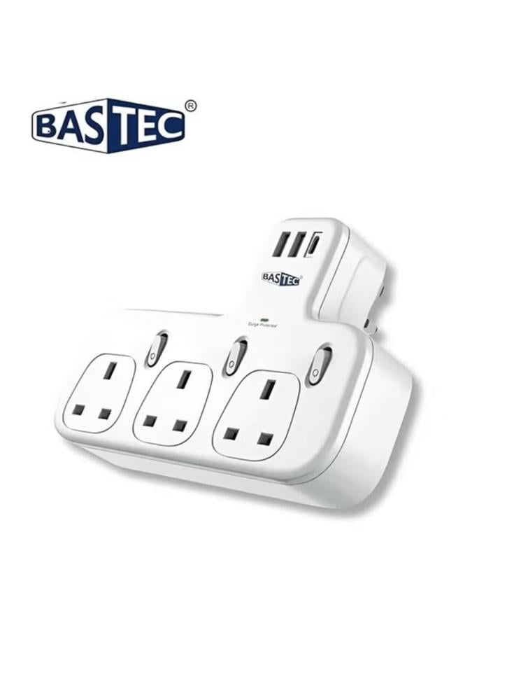 عرض شاحن جداري متعدد الوظائف بقوة 3250 واط من BASTEC مع 4 كيابل تايب سي تو تايب سي