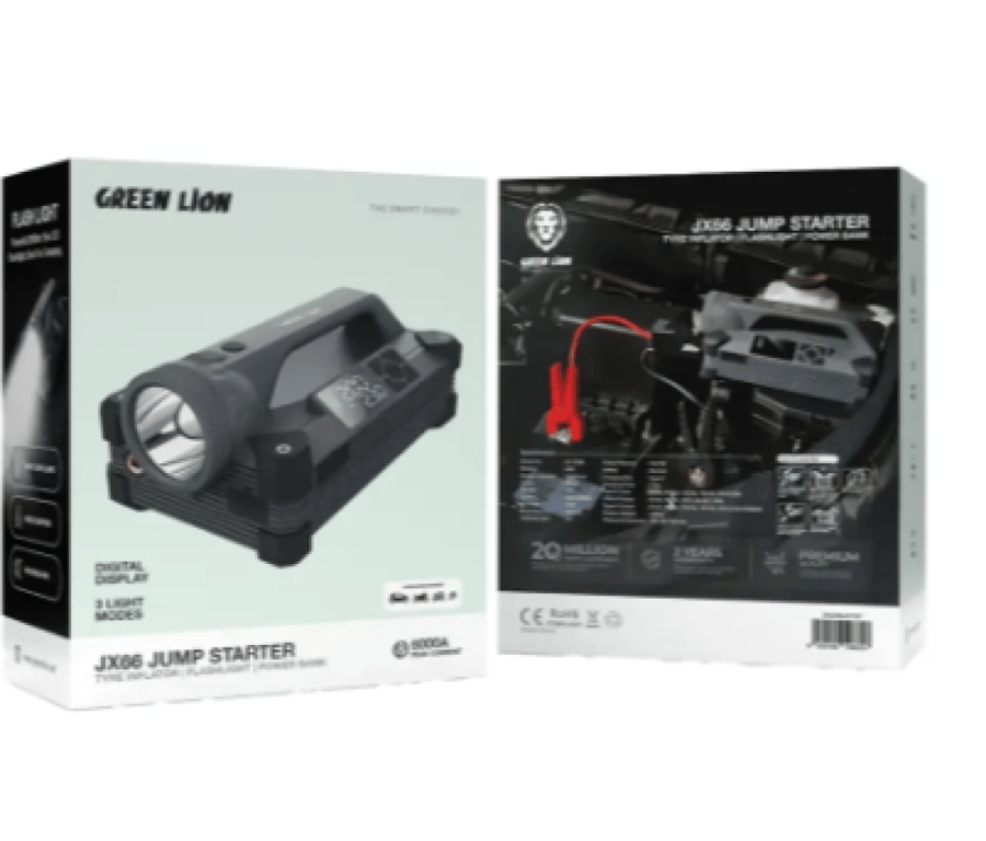 بطارية Green Lion JX66 Jump Starter بسعة 24000 مللي أمبير/ساعة - رمادي