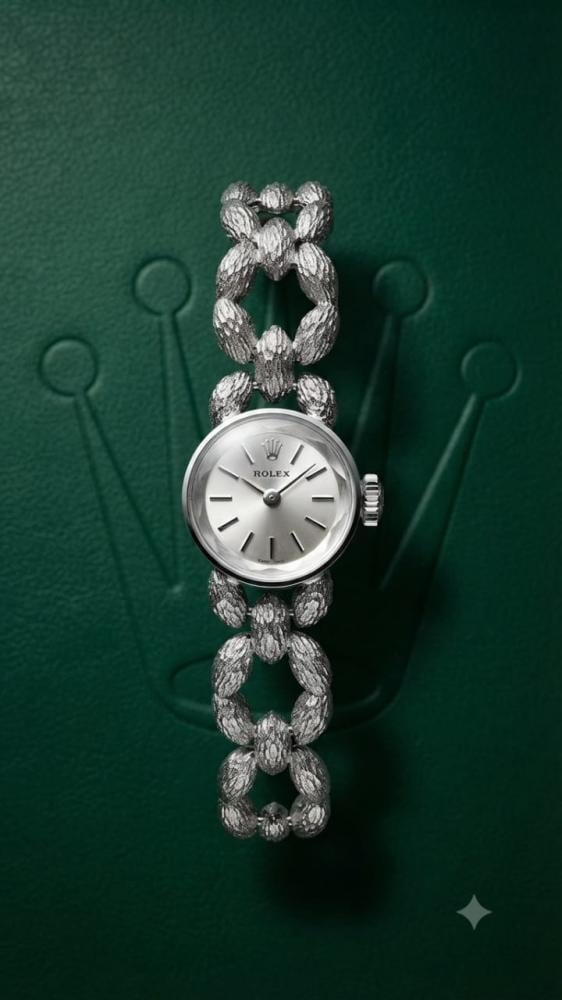 ساعة ROLEX نسائية بمينا دائري وتصميم كلاسيكي