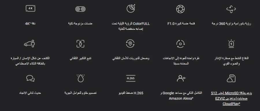 | كاميرا مراقبة خارجية رؤية بانورامية 360ْ تتبع تلقائي حماية متكاملة CS-H80X-R100-8G82WKFL 8MP | H80x EZVIZ