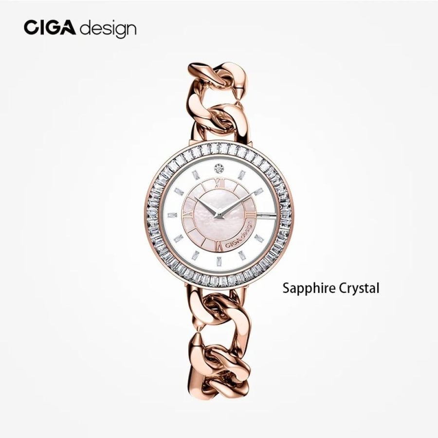 ساعات كوارتز ذهبية وردية  CIGA تصميم فاخر