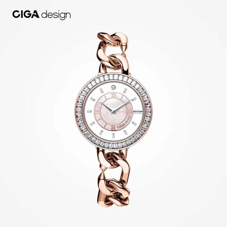 ساعات كوارتز ذهبية وردية  CIGA تصميم فاخر
