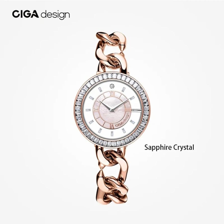 ساعات كوارتز ذهبية وردية  CIGA تصميم فاخر