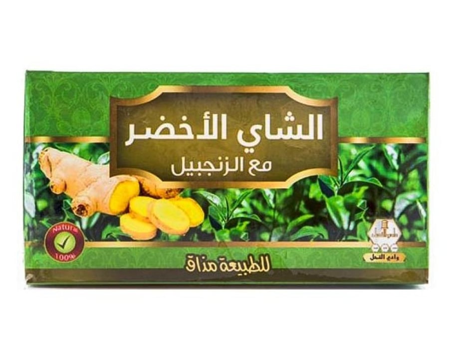 وادي النحل شاي منعش شاي الاخضر 30 عبوه زنجبيل