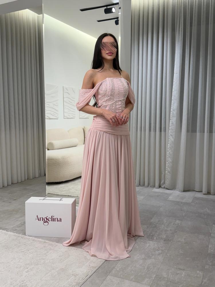 فستان لحمي سهرة ناعم G334