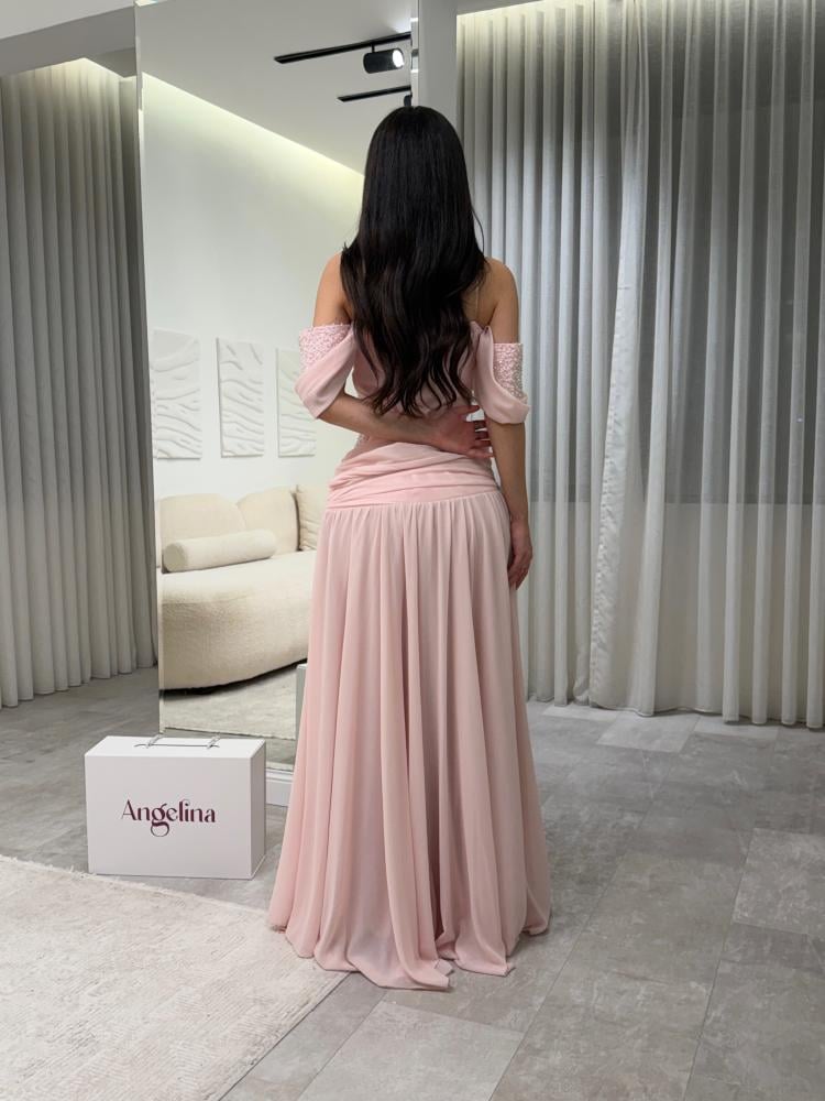 فستان لحمي سهرة ناعم G334