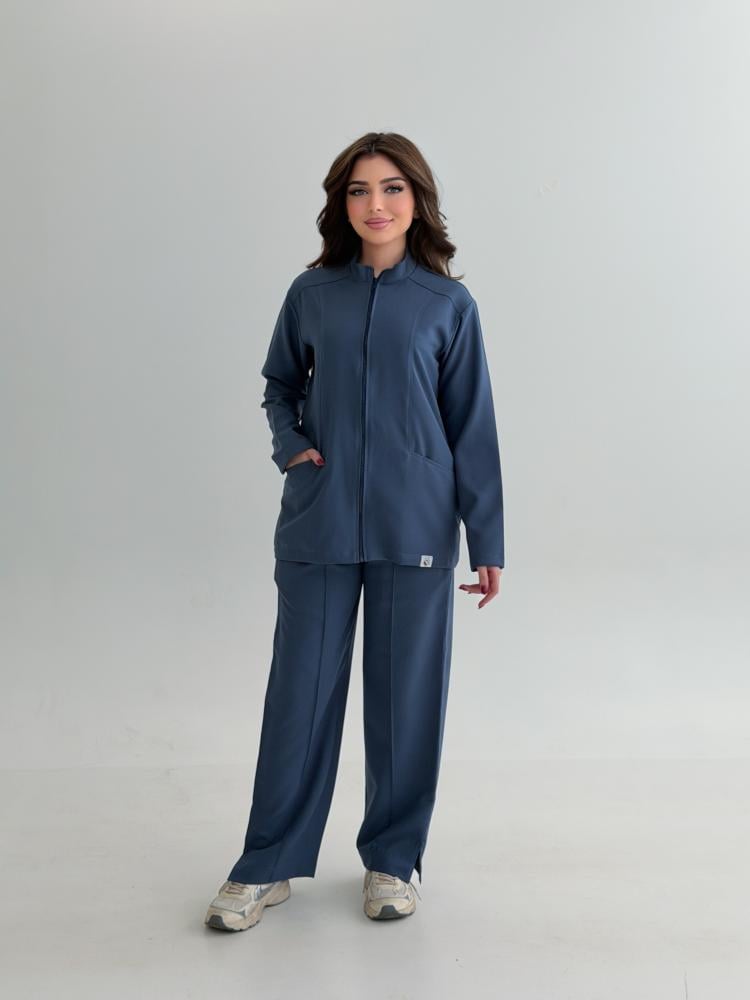 Women's medical jacket, steel blue color