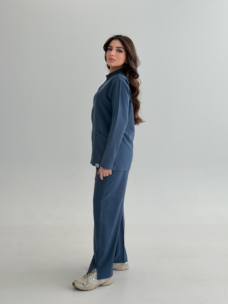 Women's medical jacket, steel blue color