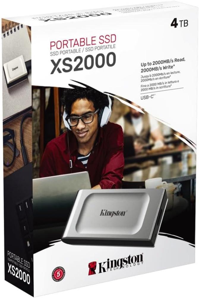 وحدة تخزين خارجية KINGSTON XS2000, سعة تخزين 4 تيرابايت , سرعة نقل عالية تصل إلى 2000MB/s, مقاوم للصدمات والخدوش, واجهة USB 3.2 Gen 2