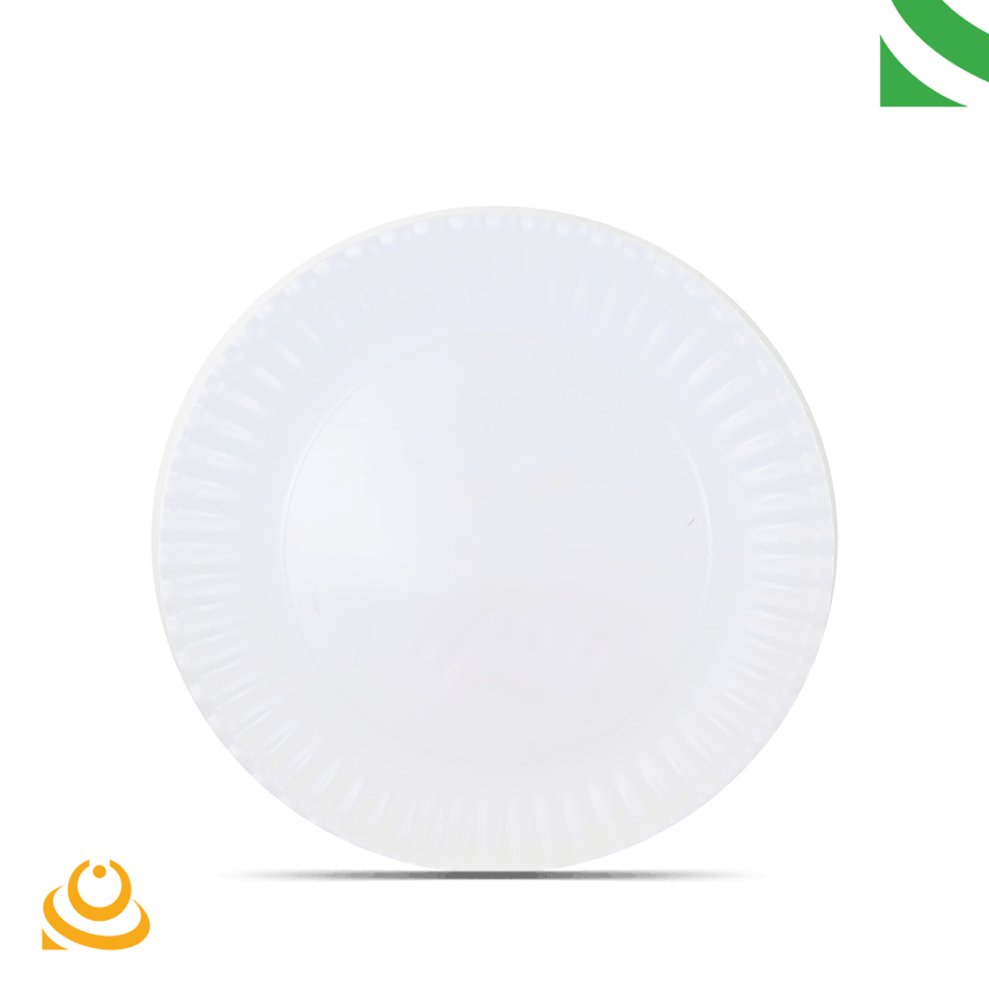 White simple melamine dinner plates 37 cm