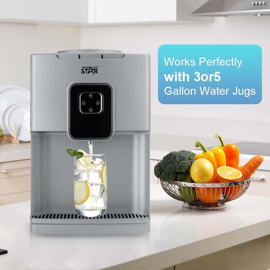 Winning Star Water Cooler, Top Loading, Hot/Cold, Normal, Table, Elegant Design, 500 Watts, White, ST-6508
