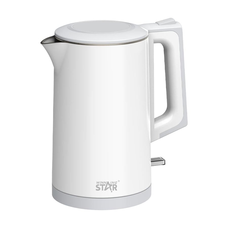 Winning Star Electric Kettle, 1.7L, Waterless Start Protection, Double Wall, 1500W, White, ST6023