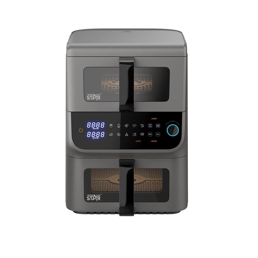 Winning Star, 2 in 1 Air Fryer, 6.5L + 3.5L Capacity, Digital, Non-stick Food Basket, Non-slip Feet, 2500W, Silver, M/ST-9693
