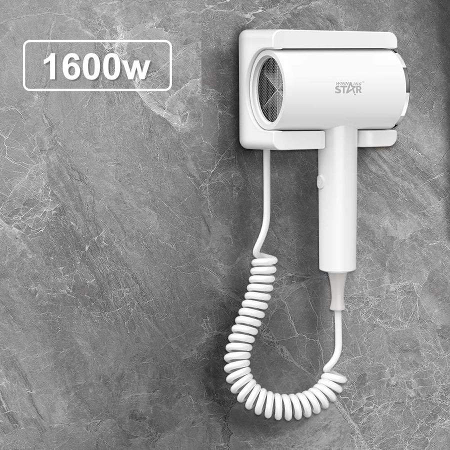 ويننج ستار مجفف الشعر , فوهه مانعه للحروق , مثبت على الحائط بقوة , 1600 واط , ابيض , ST-5718