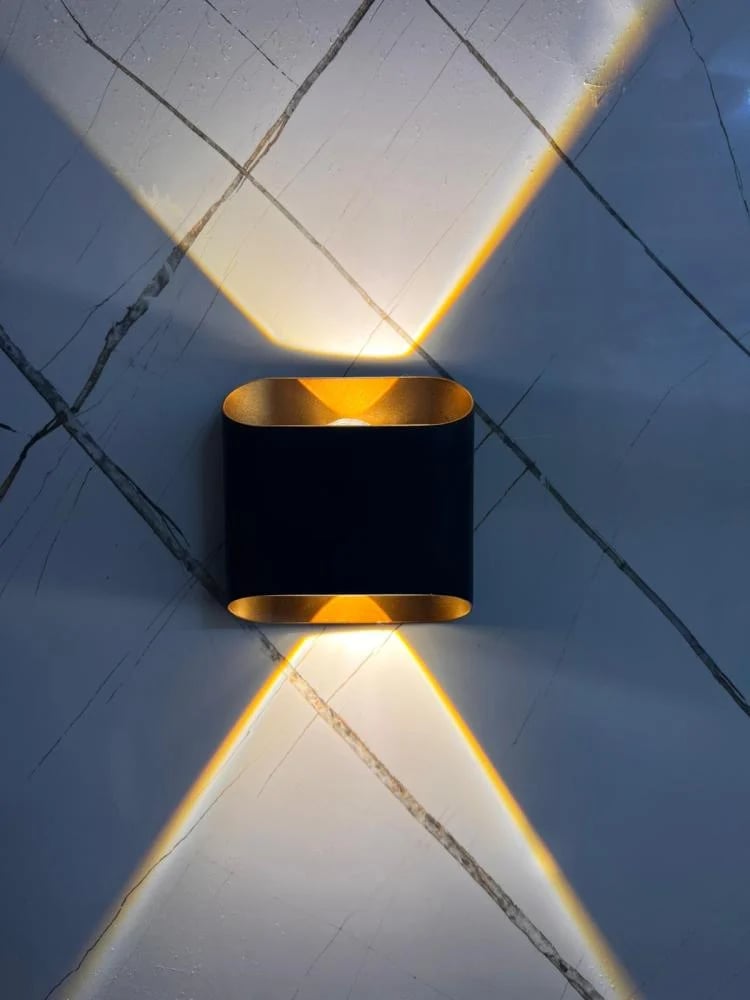 اب داون جداري LED أسود بإضاءة مزدوجة لأعلى وأسفل