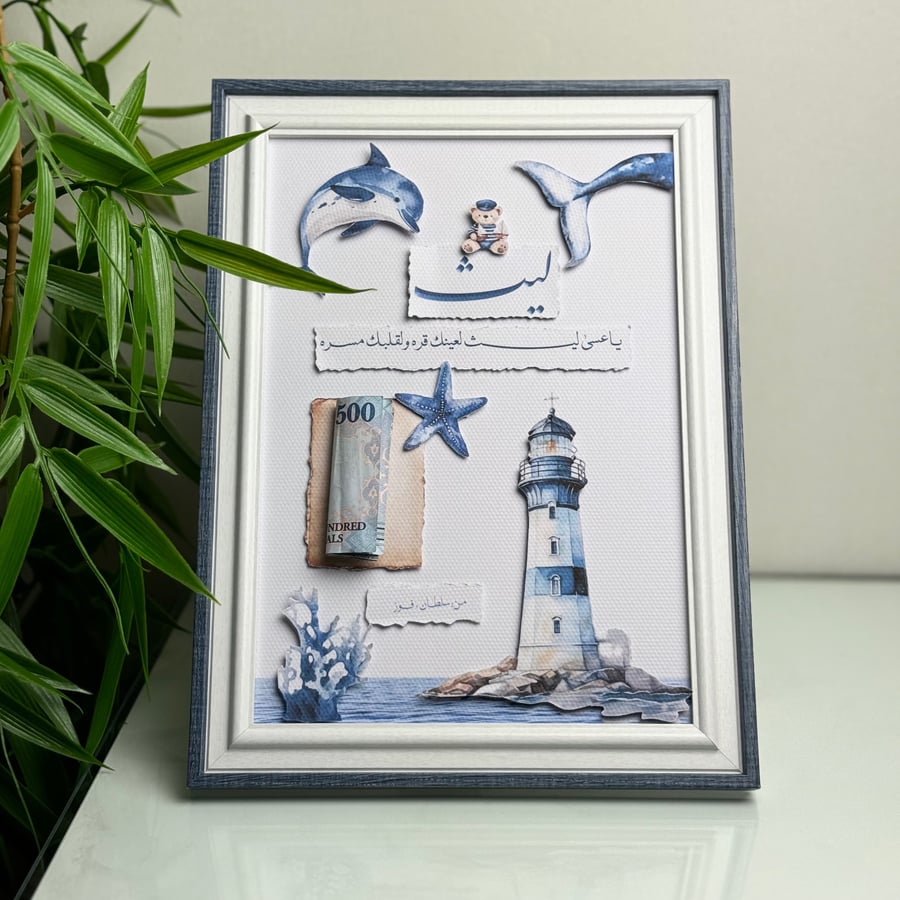 Blue-colored Muwajib frame