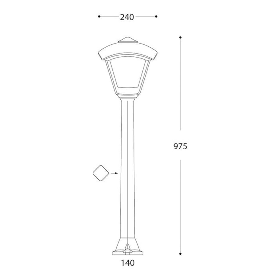 FUMAGALLI Modern Outdoor Bollard Light, E27 – Black, 97 cm (without bulb)