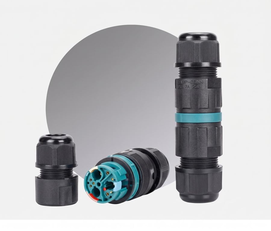 موصل كهربائي 12 ملي مقاوم للماء AT-P20-3P – IP68 ثلاثي الأقطاب بدون براغي