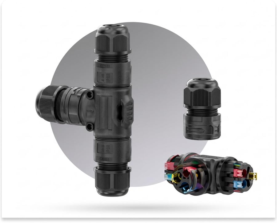 موصل كهربائي 12 ملي مقاوم للماء AT-P20T-3P – IP68 ثلاثي الأقطاب